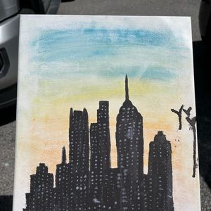 city silhouette painting